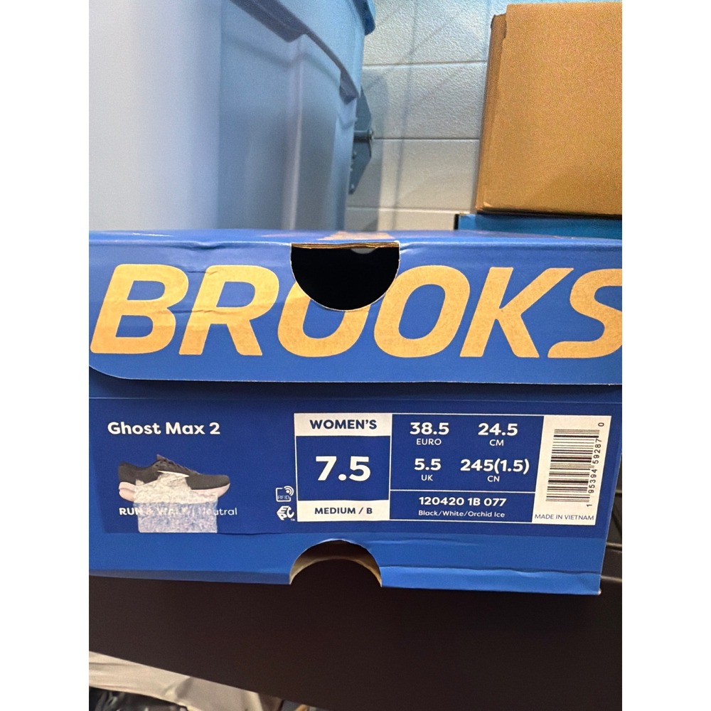 Brooks Women's Ghost Max 2 Running Shoes Black White Orchid Ice Size 7.5 NWB - Picture 9 of 10